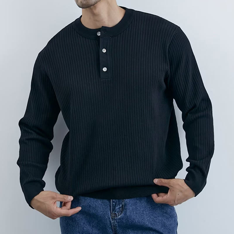 Olivenorma Herren Langarm Business Tops Rippstrick Sweatshirt - image 5