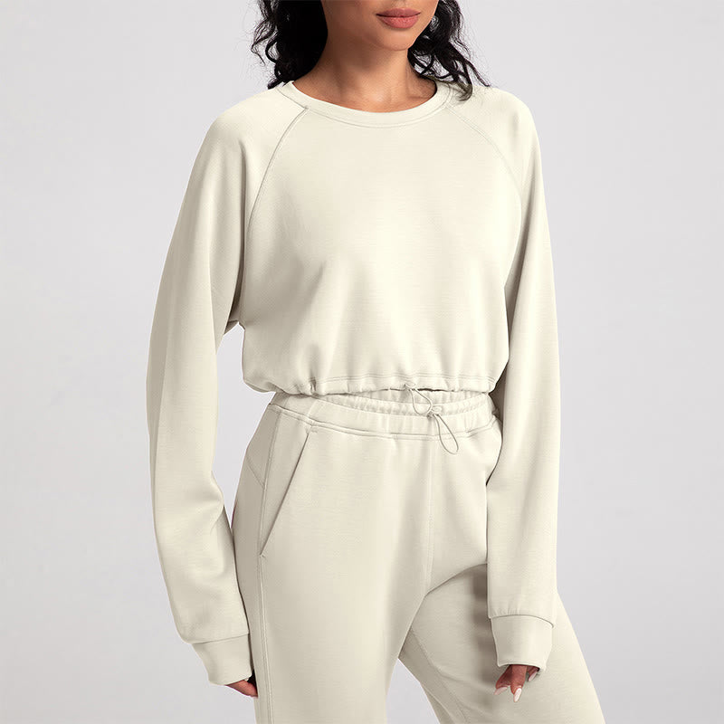 Olivenorma Weiches Langarm-Sweatshirt mit Rundhalsausschnitt für Yoga, Workout und Freizeit - Weiß - XL - image 6