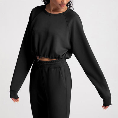 Olivenorma Weiches Langarm-Sweatshirt mit Rundhalsausschnitt für Yoga, Workout und Freizeit - Schwarz - XL - image 12