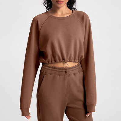 Olivenorma Weiches Langarm-Sweatshirt mit Rundhalsausschnitt für Yoga, Workout und Freizeit - Kaffee - XL - image 9
