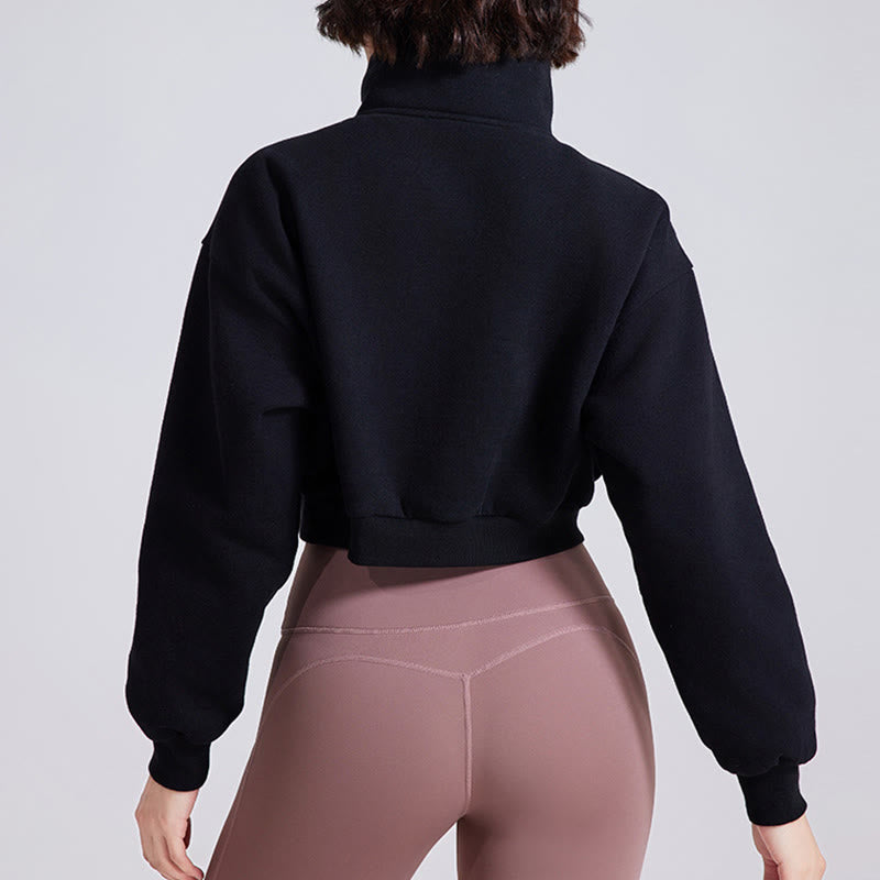 Olivenorma Yoga-Oberteile mit Hüftreißverschluss, übergroßes, kurzes Fleece-Pullover-Sweatshirt - image 11