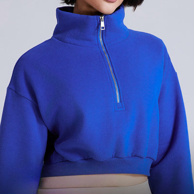 Olivenorma Yoga-Oberteile mit Hüftreißverschluss, übergroßes, kurzes Fleece-Pullover-Sweatshirt - image 9