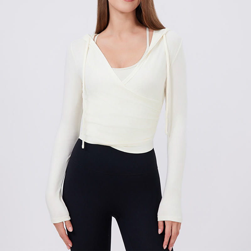 Olivenorma Langarm-Crop-Tops, atmungsaktiv, für Workout und Yoga - Weiß - XL - image 13