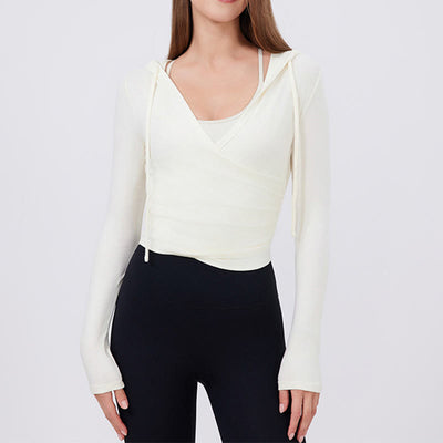 Olivenorma Langarm-Crop-Tops, atmungsaktiv, für Workout und Yoga - Weiß - XL - image 13
