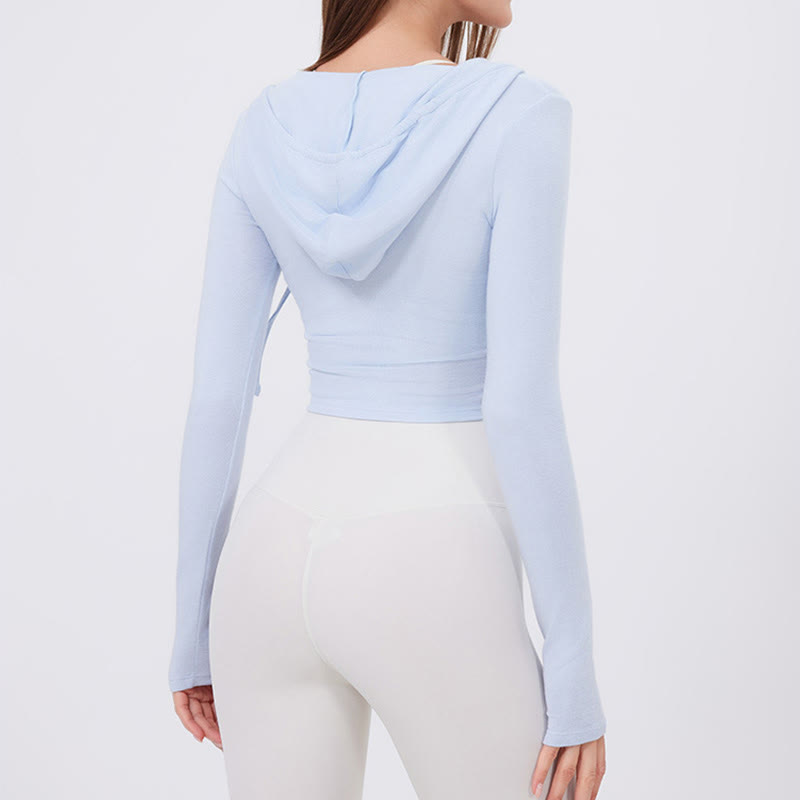 Olivenorma Langarm-Crop-Tops, atmungsaktiv, für Workout und Yoga - image 4