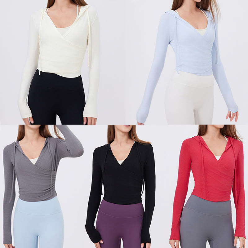 Olivenorma Langarm-Crop-Tops, atmungsaktiv, für Workout und Yoga - image 14