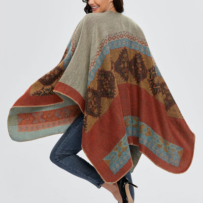 Olivenorma Boho Patchwork Schal-Cardigan mit offener Vorderseite - image 2