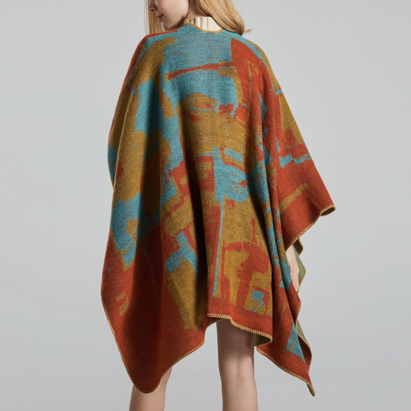 Olivenorma Boho Patchwork Schal-Cardigan mit offener Vorderseite - image 6