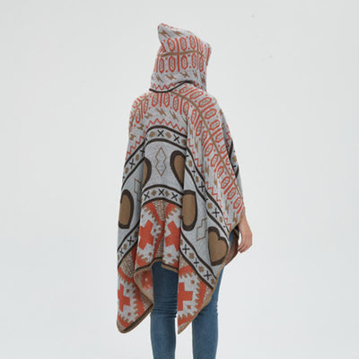 Olivenorma Boho Geometrischer Schal-Cardigan mit Kapuze - image 7