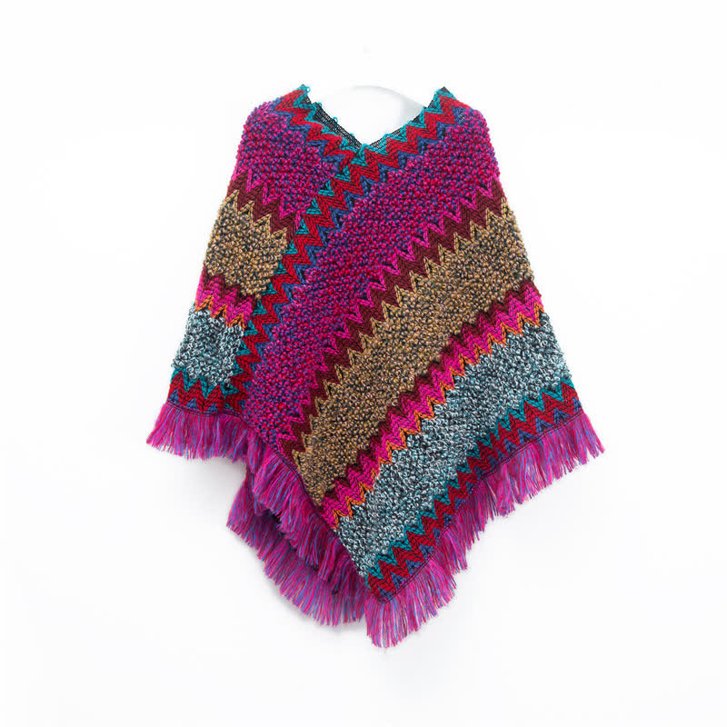 Olivenorma Boho Chic Fransen-Wickelschal - Rosenrot - image 10