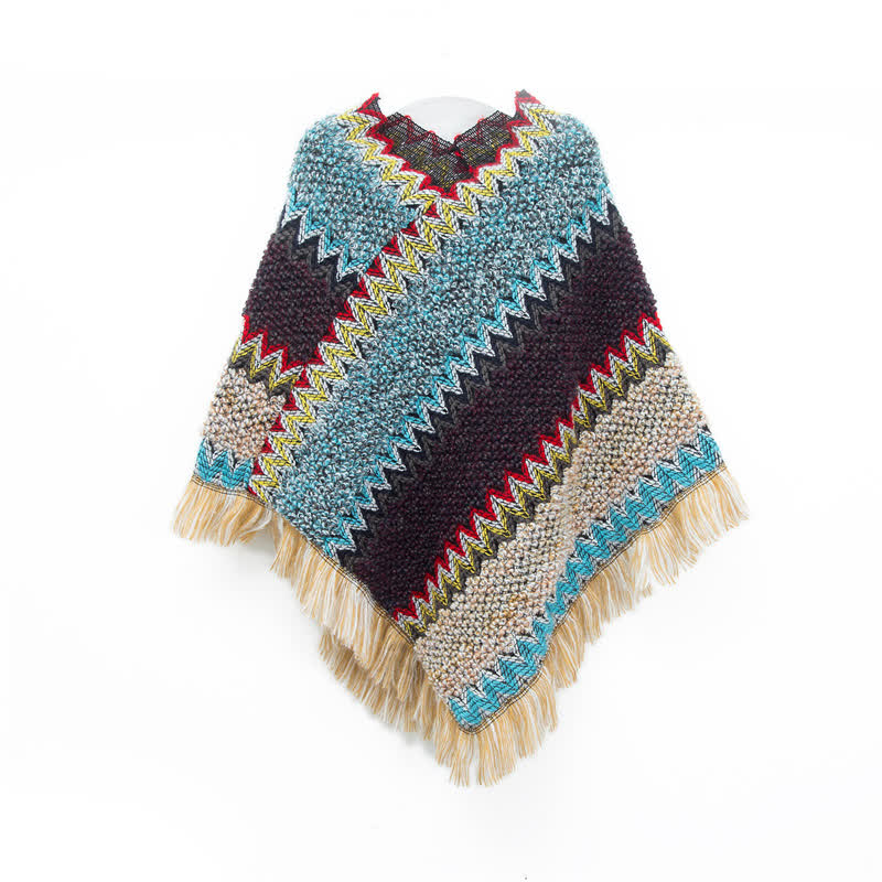 Olivenorma Boho Chic Fransen-Wickelschal - Blau - image 11