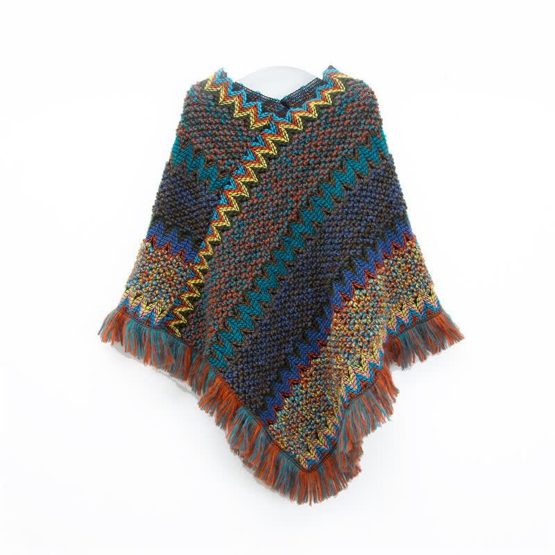 Olivenorma Boho Chic Fransen-Wickelschal - Marineblau - image 6