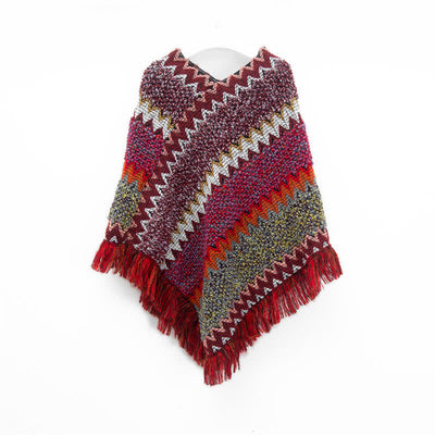 Olivenorma Boho Chic Fransen-Wickelschal - Burgund - image 5