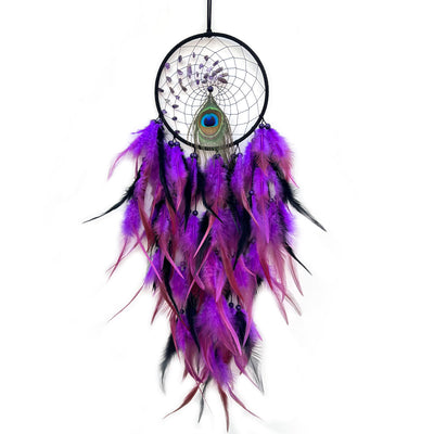 Olivenorma Traumfänger mit roter Achat-Türkis-Pfauenfeder - Amethyst - Ohne Lichter - image 10