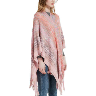 Olivenorma Poncho mit Rüschenbesatz, Quasten, Cardigan-Schal - image 6