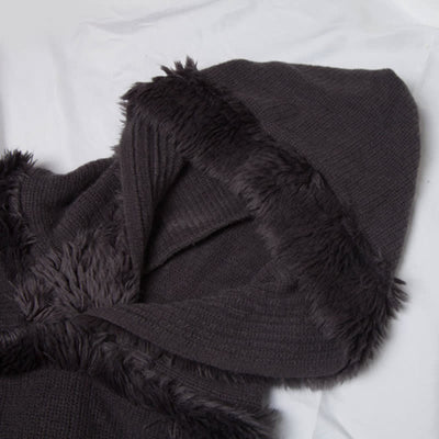 Olivenorma Einfarbiger Fransen-Wickelhut-Strickjacke-Schal - image 19
