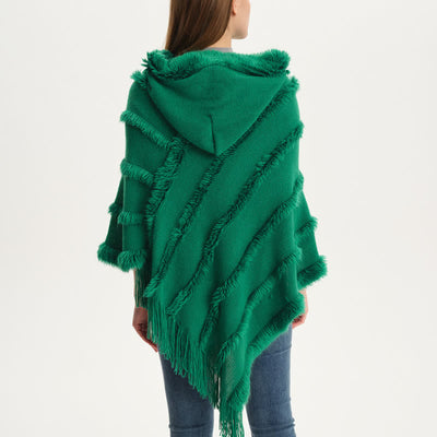 Olivenorma Einfarbiger Fransen-Wickelhut-Strickjacke-Schal - image 5