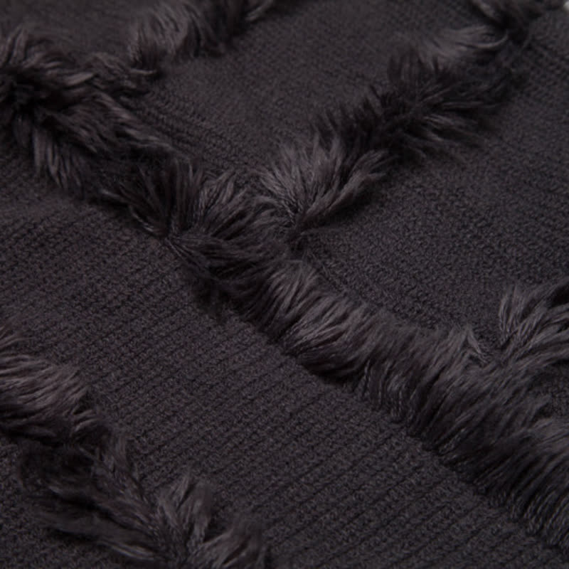 Olivenorma Einfarbiger Fransen-Wickelhut-Strickjacke-Schal - image 20