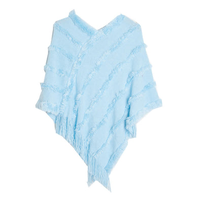 Olivenorma – Einfarbiger Wickel-Cardigan-Schal mit Fransen - Blau - image 8