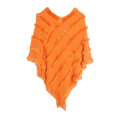 Olivenorma – Einfarbiger Wickel-Cardigan-Schal mit Fransen - Orange - image 10