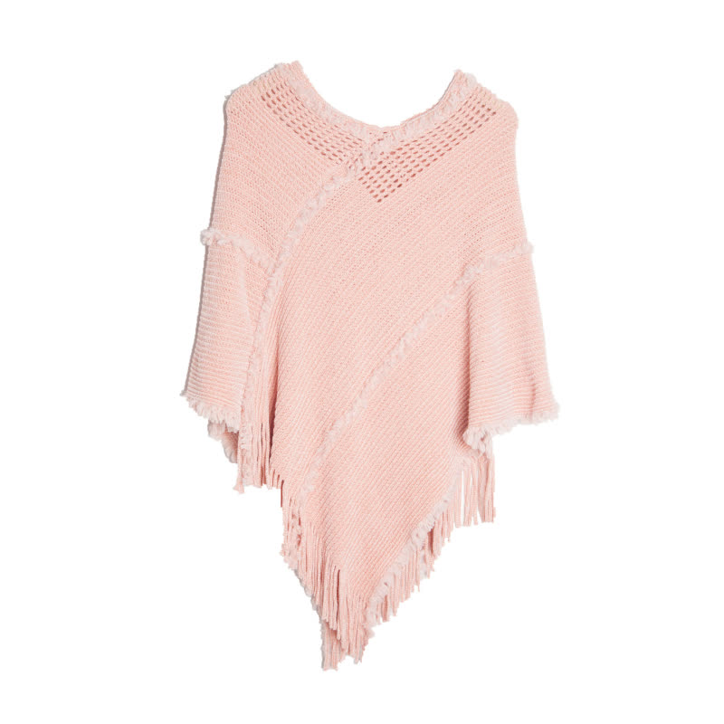 Olivenorma – Wickel-Cardigan-Schal mit Fransen in Kamel - Rosa - image 9