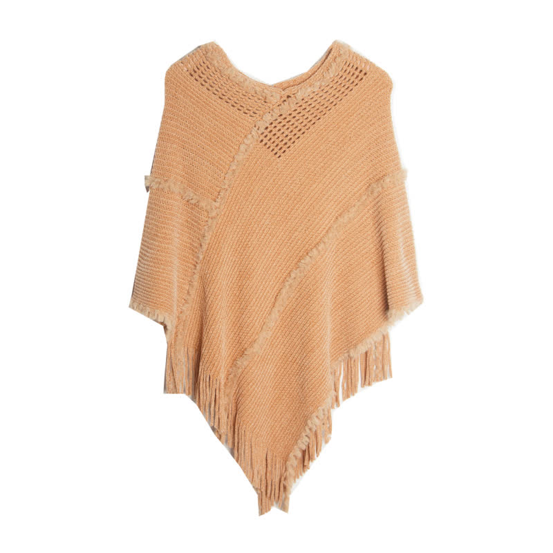 Olivenorma – Wickel-Cardigan-Schal mit Fransen in Kamel - Khaki - image 1