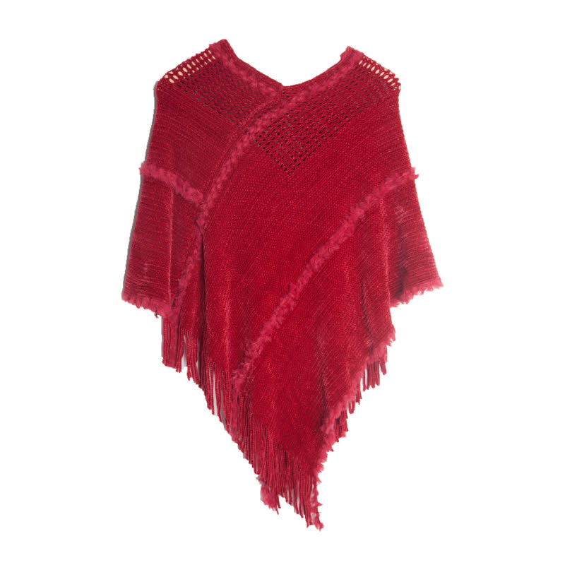 Olivenorma – Wickel-Cardigan-Schal mit Fransen in Kamel - Rot - image 11
