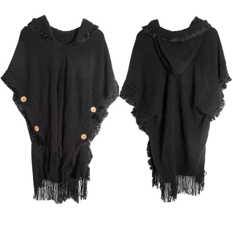 Olivenorma – Flauschiger, elfenbeinfarbener Cardigan-Schal aus Acryl - Schwarz - image 10