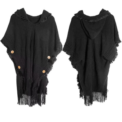 Olivenorma – Flauschiger, elfenbeinfarbener Cardigan-Schal aus Acryl - Schwarz - image 10