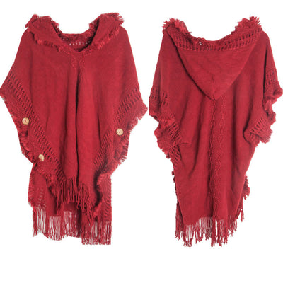 Olivenorma – Flauschiger, elfenbeinfarbener Cardigan-Schal aus Acryl - Rot - image 8