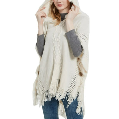 Olivenorma – Flauschiger, elfenbeinfarbener Cardigan-Schal aus Acryl - image 0