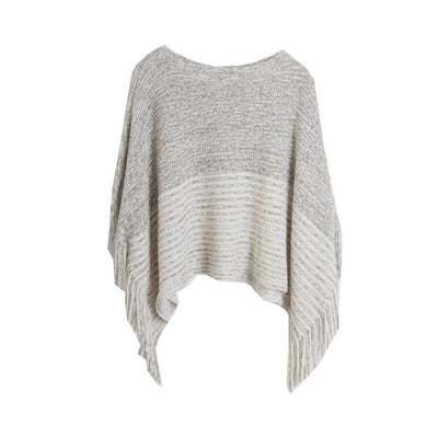 Olivenorma gestreifter Strickpulloverschal - Beige - image 5