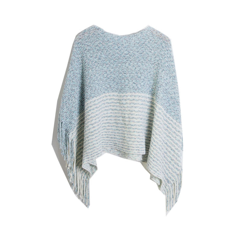 Olivenorma gestreifter Strickpulloverschal - Blau - image 1