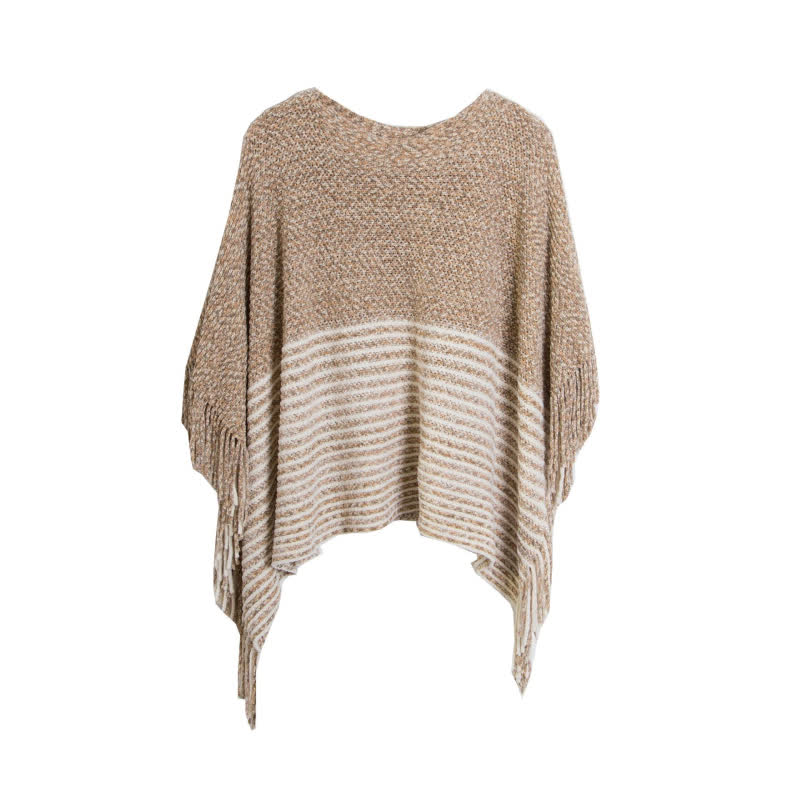 Olivenorma gestreifter Strickpulloverschal - Kamel - image 6