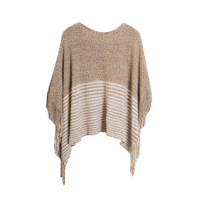 Olivenorma gestreifter Strickpulloverschal - Kamel - image 6