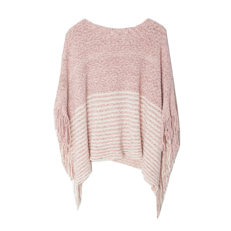 Olivenorma gestreifter Strickpulloverschal - Rosa - image 7