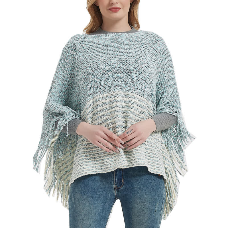 Olivenorma gestreifter Strickpulloverschal - image 0