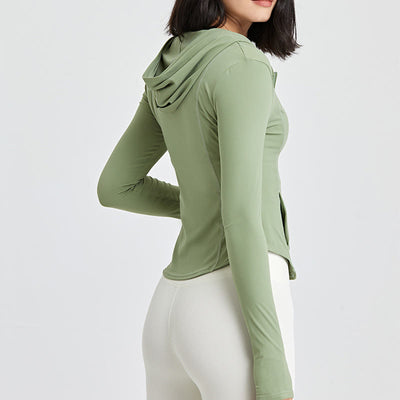 Olivenorma Langarm-Workout-Tops mit Reißverschluss, Yoga-Tops, Hoodies, Jacke - image 3