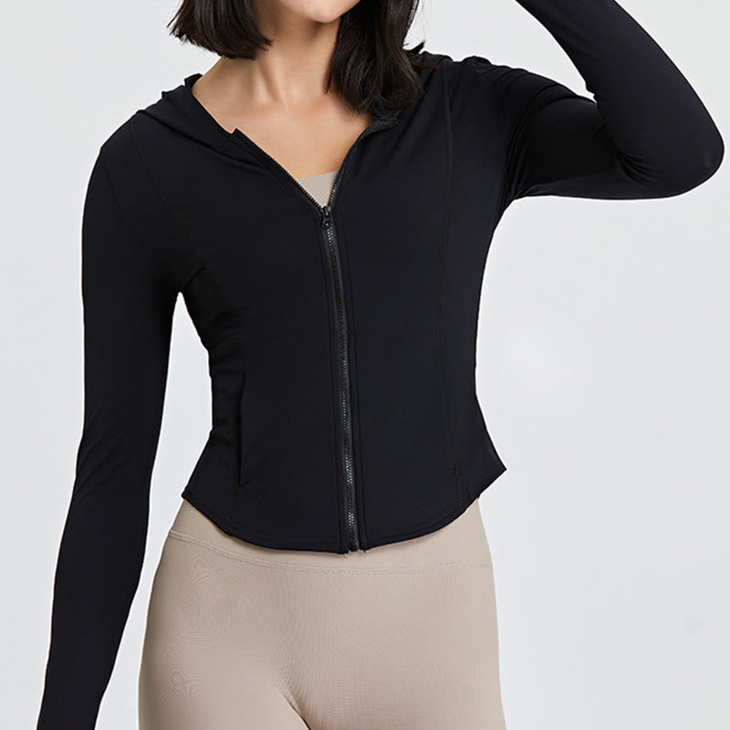 Olivenorma Langarm-Workout-Tops mit Reißverschluss, Yoga-Tops, Hoodies, Jacke - image 6
