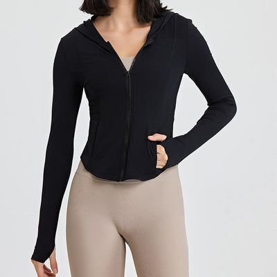 Olivenorma Langarm-Workout-Tops mit Reißverschluss, Yoga-Tops, Hoodies, Jacke - image 5