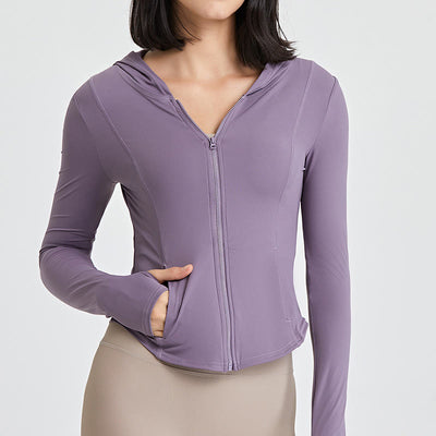 Olivenorma Langarm-Workout-Tops mit Reißverschluss, Yoga-Tops, Hoodies, Jacke - Pflaume - XL - image 8