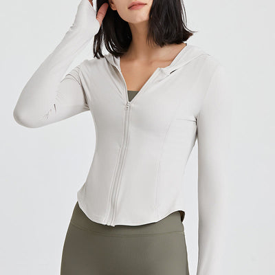 Olivenorma Langarm-Workout-Tops mit Reißverschluss, Yoga-Tops, Hoodies, Jacke - Weiß - XL - image 7