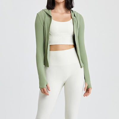 Olivenorma Langarm-Workout-Tops mit Reißverschluss, Yoga-Tops, Hoodies, Jacke - image 2
