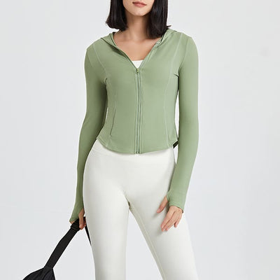 Olivenorma Langarm-Workout-Tops mit Reißverschluss, Yoga-Tops, Hoodies, Jacke - image 1