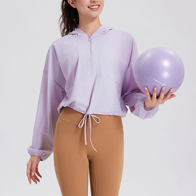 Olivenorma Damen Sonnenschutz-Kapuzenpullover mit Reißverschluss, sportlich, Yoga, Workout-Tops - image 17