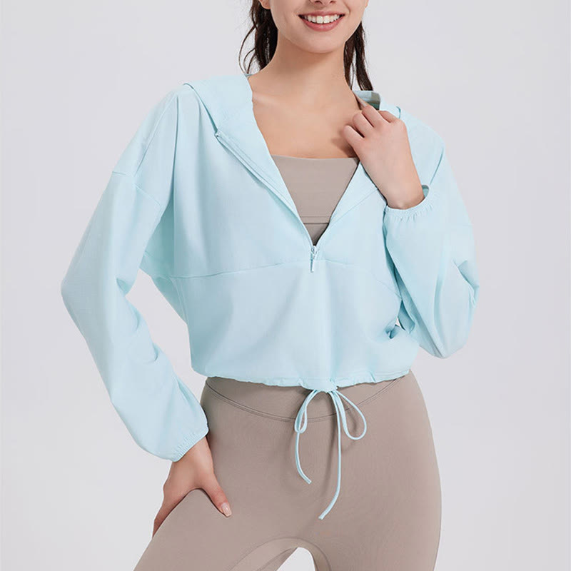 Olivenorma Damen Sonnenschutz-Kapuzenpullover mit Reißverschluss, sportlich, Yoga, Workout-Tops - image 8