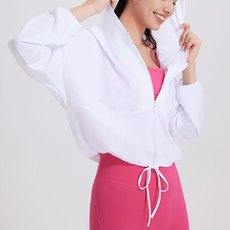 Olivenorma Damen Sonnenschutz-Kapuzenpullover mit Reißverschluss, sportlich, Yoga, Workout-Tops - image 6