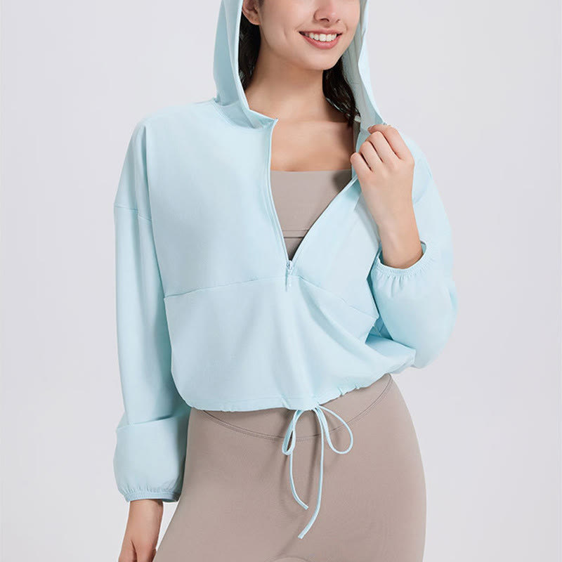 Olivenorma Damen Sonnenschutz-Kapuzenpullover mit Reißverschluss, sportlich, Yoga, Workout-Tops - image 9