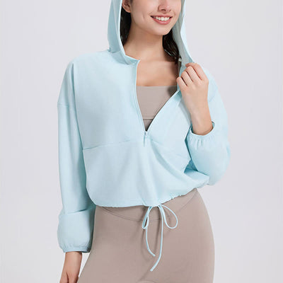 Olivenorma Damen Sonnenschutz-Kapuzenpullover mit Reißverschluss, sportlich, Yoga, Workout-Tops - image 9