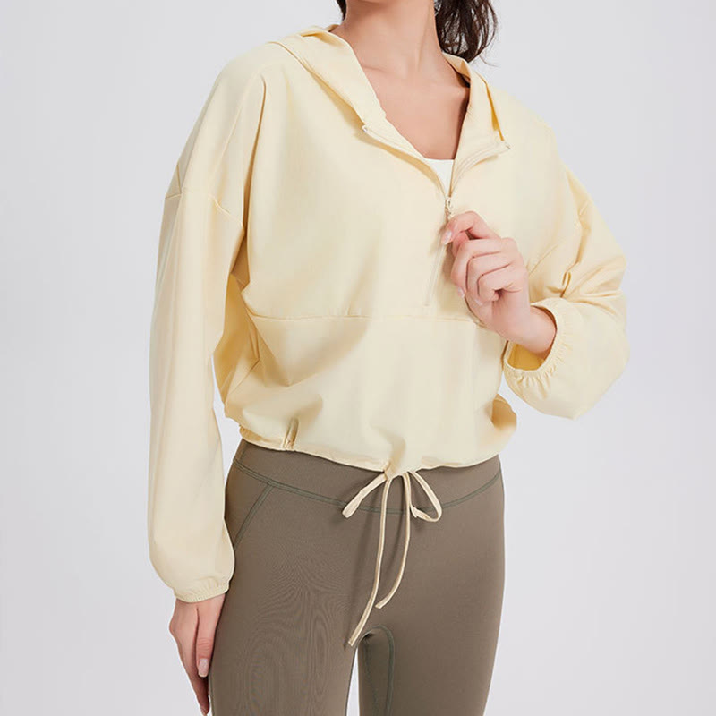 Olivenorma Damen Sonnenschutz-Kapuzenpullover mit Reißverschluss, sportlich, Yoga, Workout-Tops - image 1